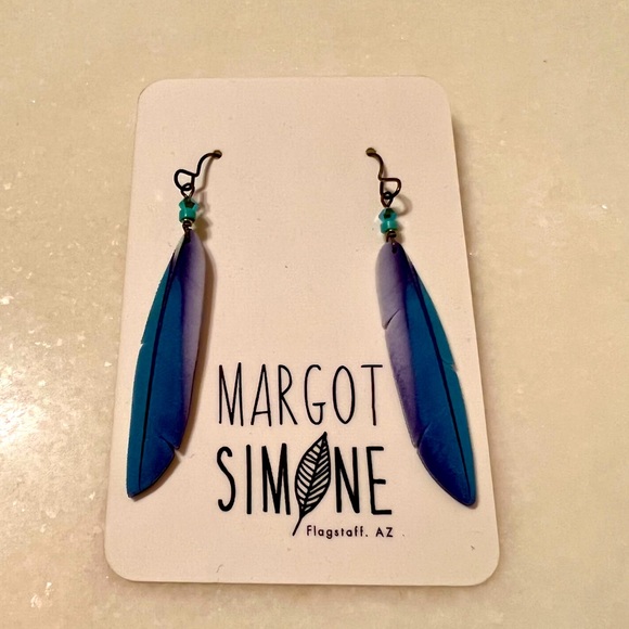 Jewelry - Boutique blue feather earrings